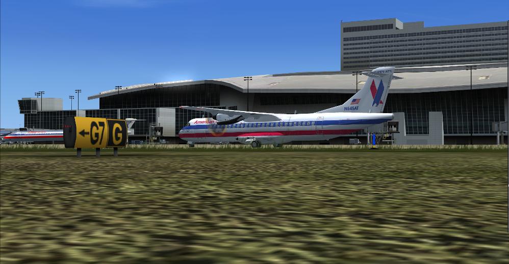 ATR taxiing by Terminal E at DFW