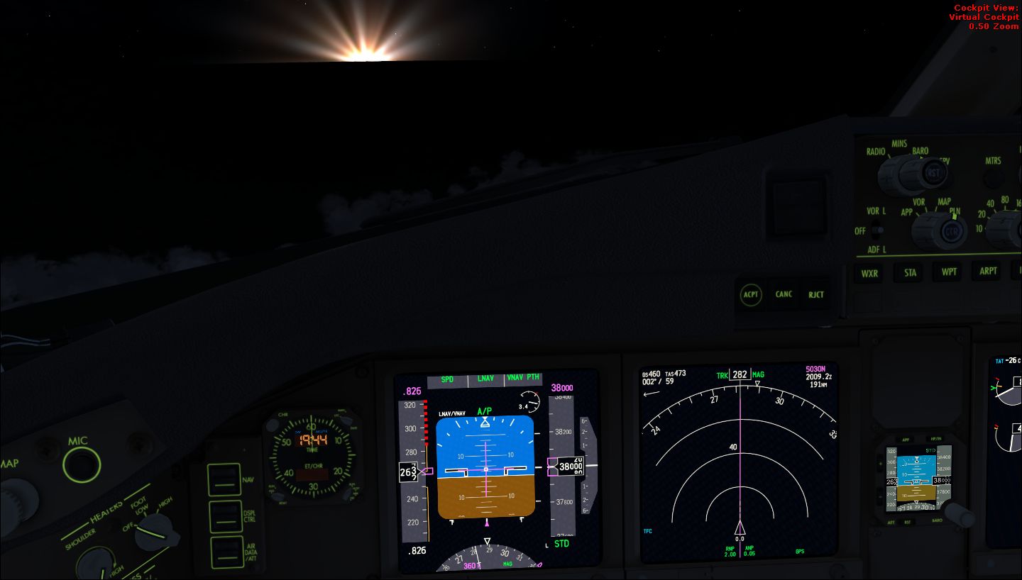 Hours later chasing the sun on the horizon